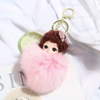 Creative Fox Hair Accessoire Voiture Porte-clés Sac Pendentif En Gros Bon Prix 3D Poupée Porte-clés