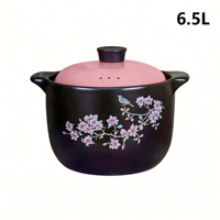 Casserole en céramique noire de style chinois 6,5 L, résistante aux hautes températures, antiadhésive, écologique, durable, compatible gaz et non-induction