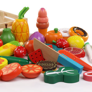 Ensemble de 30 pièces de fruits à découper en bois de haute qualité avec plateau, jouets de cuisine et d'alimentation pour enfants, pour les <span class=keywords><strong>jeux</strong></span> de cuisine des filles - Product Image 4