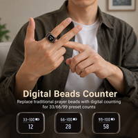 Bague connectée Zikr avec écran OLED - Compteur de Tasbih pour la prière musulmane - Rappel intelligent par vibration et synchronisation avec l'application