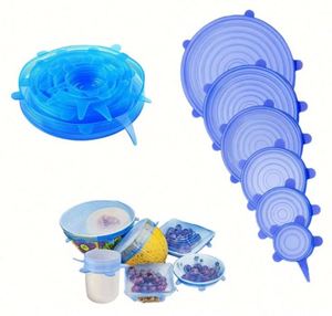 Lot de 6 couvercles extensibles réutilisables - Couvercles en silicone de qualité alimentaire sans BPA, compatibles lave-vaisselle, gadgets de cuisine écologiques - Product Image 1