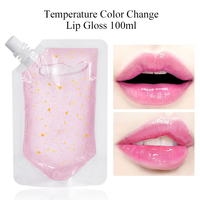 Base de brillant à lèvres changement de couleur, Gel, hydratant, avec feuille d'or, vente en gros, matériel de maquillage, 50/100ml