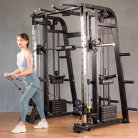 Estante multifuncional para sentadillas con Cable de construcción de cuerpo en casa, máquina de gimnasia Smith para entrenamiento de levantamiento de pesas
