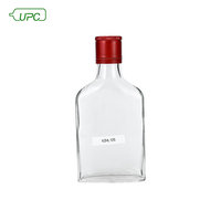 Flacon en verre plat 125ml personnalisé à prix d'usine transparent pour emballage de brandy whisky gin tequila spiritueux flacon de forme ovale