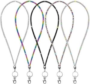 Cordon de téléphone en cristal scintillant, dragonne de poignet, lanière de cou pour bureau, porte-clés avec fermoir métallique pour femmes, cartes d'identité et clés - Product Image 1