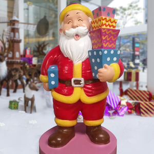 Escultura de Santa Claus de Fibra de Vidrio Resistente para Instalación Navideña, Pintada con Cintas Coloridas y Regalos, Exhibición en Escaparates Navideños - Product Image 5