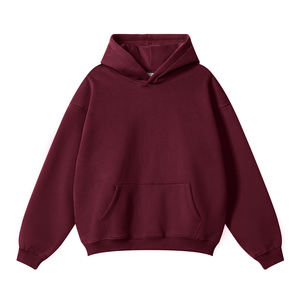 Sweat à capuche 100 % coton uni pour homme, molleton épais, grammage lourd, coupe oversize, avec logo personnalisé – Sweats à capuche et pulls molletonnés pour homme - Product Image 4