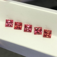 Vente en gros 8*8mm Princesse Cut Lab Grown Padparadscha Saphir Ruby Diamond pour Lab Grown Sapphire Necklace