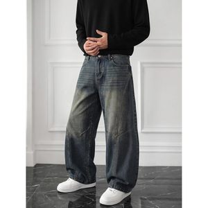Jeans de Pierna Ancha para Hombre FOXA, Mezclilla de Peso Medio, Costura Trenzada, Corte Relajado, Estilo Casual Urbano - Product Image 2