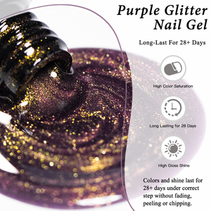 MEET ACROSS Gel à ongles à effet puissant avec paillettes violettes, étiquette privée personnalisée disponible, série Dunhuang, gel UV à paillettes <span class=keywords><strong>flash</strong></span> - Product Image 4