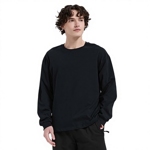 T-shirt a maniche lunghe pesante 260G, raffinata, vestibilità ampia, in cotone pettinato, girocollo, da uomo e da donna, tinta unita, traspirante, modello BYB0032 - Product Image 1