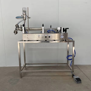 Machine de remplissage semi-automatique pneumatique CE pour sauces, cosmétiques, crèmes, beurre de cacahuète, tomates et pâtes liquides, avec piston manuel - Product Image 1