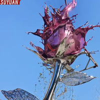 Sculpture de rose abstraite moderne 3D en acier inoxydable, gravée sur mesure, soudure fine, couleur personnalisable, logo personnalisable, 2 mm
