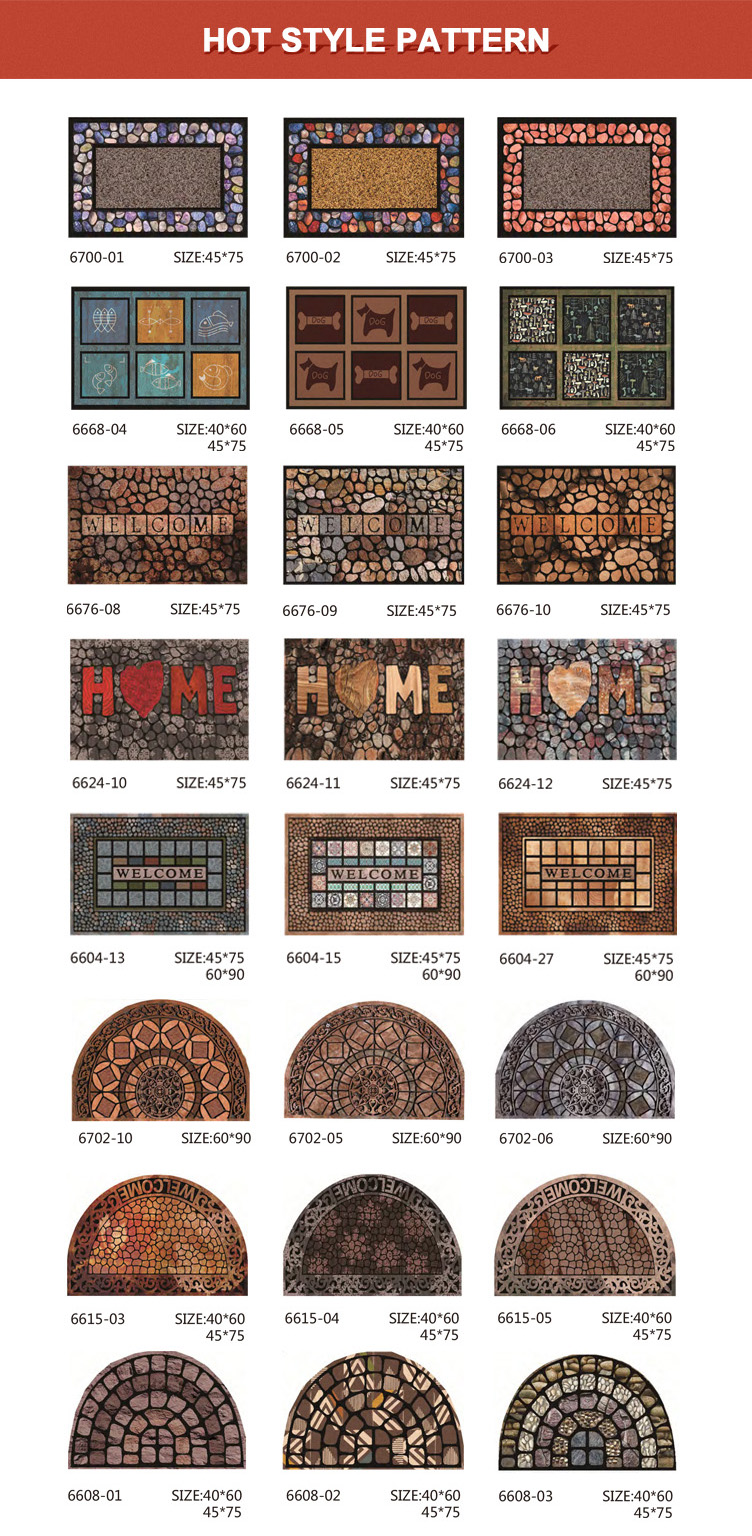 Custom Designer Recycle Rubber Sublimation Flocked Outdoor Rubber Door Mat(图7)