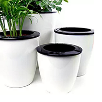 Pot de fleurs en plastique écologique, durable, moderne, décoratif, pour intérieur, à poser au sol, avec trou de drainage et plateau