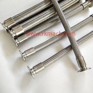 Tuyau en acier inoxydable 304 de 1000 mm de longueur avec revêtement tressé et extrémités à collier - Product Image 2