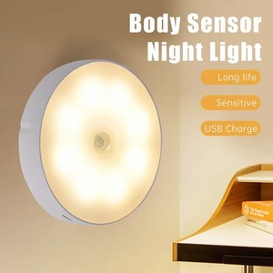 Lampe de chevet ronde à LED avec capteur de mouvement pour chambre à coucher, éclairage de placard - Product Image 2