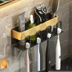 浴室空间铝制壁挂式牙膏架、洗漱用品储物架、浴室杂项储物架