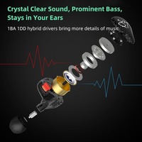 YINYOO KZ-ZST Écouteurs intra-auriculaires hybrides colorés à armature dynamique 1BA+1DD HiFi KZ
