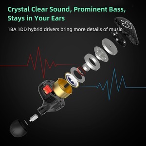 YINYOO <span class=keywords><strong>KZ</strong></span>-<span class=keywords><strong>ZST</strong></span> Écouteurs intra-auriculaires hybrides colorés à armature dynamique 1BA+1DD HiFi <span class=keywords><strong>KZ</strong></span> - Product Image 2