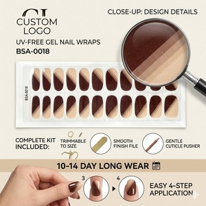 22 Uds. Parches de Uñas de Gel Sin UV, No Requiere Lámpara, Ecológicos, Precurados, Envolturas de Gel para Uñas de Larga Duración, Brillantes, Certificación CE, Coreanos - Product Image 2