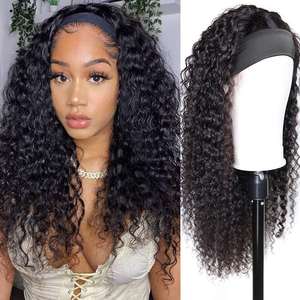 Venta al por mayor de pelucas con diadema extensiones de cabello ondulado al agua para mujeres negras diadema pelucas sintéticas pelucas de cabello humano extensiones de cabello - Product Image 4