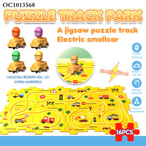 16 pièces puzzles éducatifs pour enfants voiture électrique <span class=keywords><strong>puzzle</strong></span> coureur enfants dessin animé voiture piste voiture jeu ensemble - Product Image 2