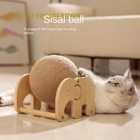 Structure d'escalade verticale pour chat en corde de coton, avec boule à gratter, modèle ours et éléphant mignon, jouet pour chat à roulement autonome pour le nettoyage des griffes