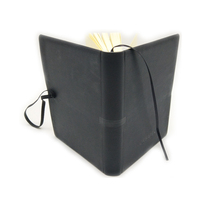 Cuaderno de cuero Pu de lino para costura, cuaderno de notas con logotipo personalizado A5, diario marrón con lunares en blanco