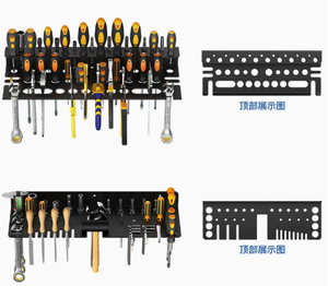 Étagère de rangement pour outils en métal à double niveau, à fixer au mur, organisateur de garage, 33x15x85cm, acier au carbone, style industriel - Product Image 5