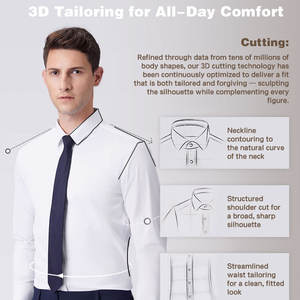 Chemise de costume pour <span class=keywords><strong>homme</strong></span>, coupe ajustée, coton noir, manches longues, col classique, chemise de printemps pour le vendredi décontracté et les tenues de villégiature - Product Image 5