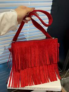 Sac bandoulière bohème à franges, style rétro, en daim, pour femme, avec pompons – Nouvelle collection très tendance - Product Image 5