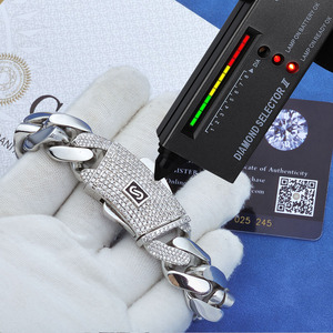 NUOAY Collier chaîne cubaine en argent 925 avec fermoir en moissanite glacé Style Hip Hop Pass Diamond Test Bijoux fins pour femmes hommes - Product Image 2