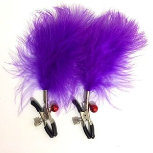 Clip per capezzoli a doppia punta con piume, regolabile, impermeabile, per massaggio femminile, bondage SM e flirt, giocattoli sessuali per adulti - Product Image 2