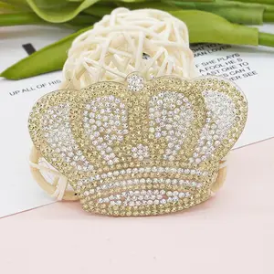 Multi Style Fashion Iron On Rhinestone Patches Gold Crown Patch For Clothing