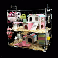 Grande cage transparente pour hamster, hirigin, voiture avec bouteille d'eau, salle de bains, course à pied, balançoire