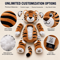 Fabricant de jouets en peluche personnalisés en forme de tigre, OEM ODM, vente en gros, animaux en peluche réalistes, poupées en peluche pour mascottes de marque et articles cadeaux