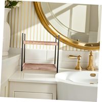 Organisateur de comptoir de salle de bain en bois à 2 niveaux avec panier, rangement étanche pour parfums et soins de la peau pour salle de bain, cuisine, commode