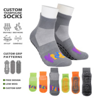 Chaussettes de trampoline antidérapantes avec logo personnalisé pour adultes, jeunes et enfants, en coton respirant, à la cheville, pour le sport