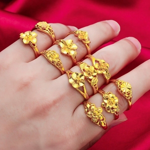<span class=keywords><strong>Bague</strong></span> pour <span class=keywords><strong>femme</strong></span> en plaqué <span class=keywords><strong>or</strong></span> <span class=keywords><strong>jaune</strong></span> 24 ct, fleur rose, classique, fiançailles, <span class=keywords><strong>mariage</strong></span>, cadeau d'anniversaire - Product Image 1