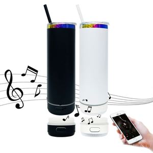 Gobelet musical avec haut-parleur intégré, plaqué arc-en-ciel, 20 oz, pour gravure laser, modèle droit, pour l'extérieur, entrepôt USA - Product Image 2