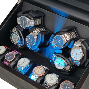 Шкатулка для хранения и заводки часов на 6+6 часов, лакированная под золото, из сандалового дерева, с отделением для 3+3 часов - Product Image 4