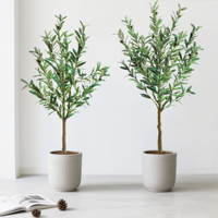 Arbre d'olivier artificiel en plastique durable et écologique, plante en pot pour usage intérieur/extérieur, design moderne et simple, livraison directe à domicile