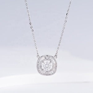 Collar minimalista de plata de ley 925 con piedra blanca, joyería fina, mejor amiga, circonita, cadena de oro de 18k, colgante. - Product Image 1