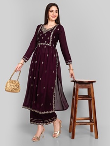 Longue Kurti en soie Vichitra de qualité supérieure pour la fête et les vêtements réguliers Kurtis à la mode pour les femmes à la quantité en gros - Product Image 5