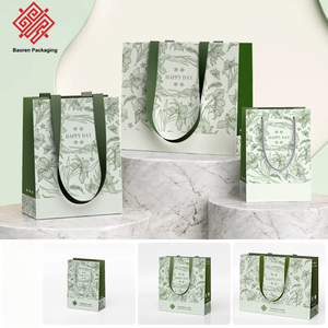 Sac de shopping en papier kraft Baoren avec votre propre logo, sac d'emballage en papier pour bijoux, sac cadeau de luxe recyclable en papier artistique - Product Image 4