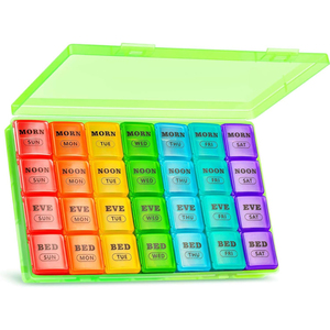 Hot Sale Rainbow Weekly <b>Pill</b> Medicine <b>case</b> 28 <b>Case</b> Plastic <b>Pill</b> Box Daily <b>Pill</b> Box - Product Image 1