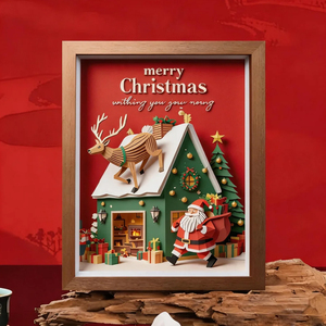 Boîte à ombres en papier 3D personnalisée pour Noël, décoration murale et de table, cadeau de fête <span class=keywords><strong>personnalisé</strong></span>, cadeau familial idéal - Product Image 1