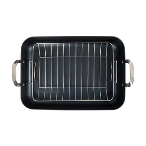 Bandeja de aluminio para asar, rejilla para freír en aire, mango de acero inoxidable, revestimiento antiadherente, base de inducción, resistente al calor, personalizable - Product Image 2