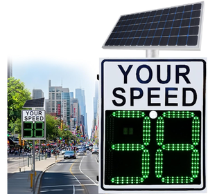 Panneau radar de vitesse solaire, affichage de la vitesse des véhicules, signalisation de retour d'information sur la vitesse, panneau d'avertissement routier LED, panneau de sécurité routière en aluminium IP65 - Product Image 1